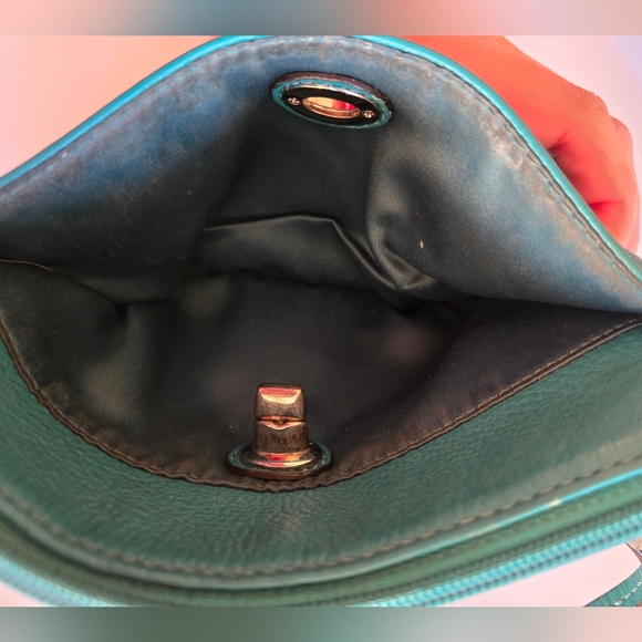 Vintage Coach Teal Leather Turnlock Wristlet - Picture 3 of 11